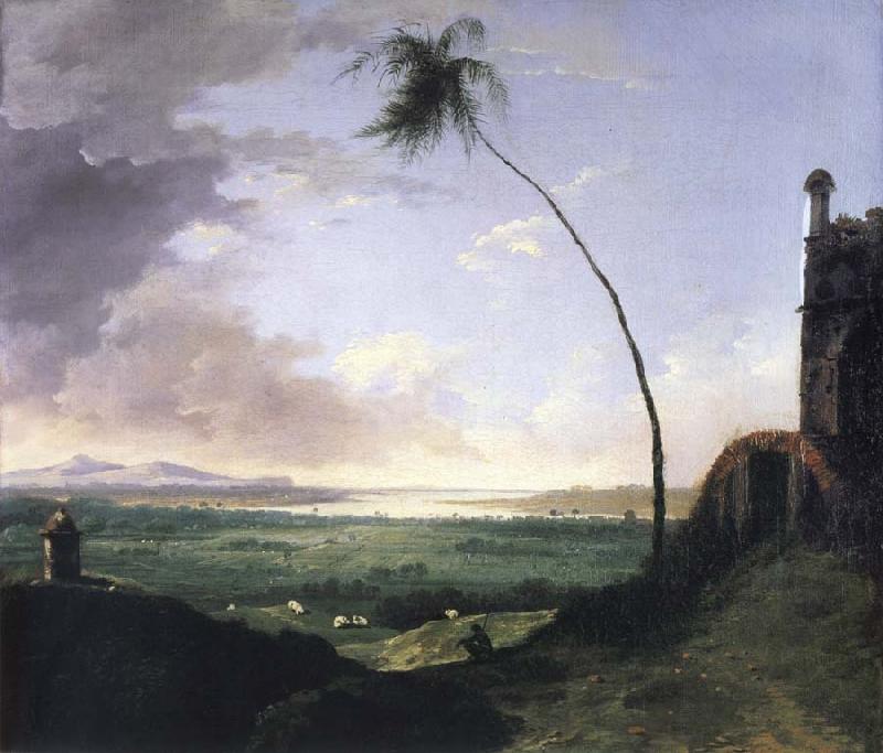 unknow artist Tomb and distant View of the Rajmahal Hills oil painting image